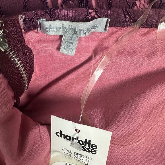 Nwt Charlotte Russe Lace Strapless Sweetheart BodyCon Midi Dress Small - Picture 7 of 7